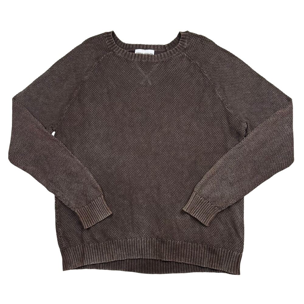 Thomas Sterling Sweater Mens XL Brown Waffle Knit Textured Crewneck Pullover